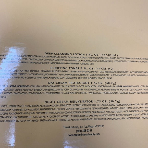 New Raquel Timeless Beauty Skincare Starter Set 4 Pc Full Size Boxed Day Night - Picture 5 of 5